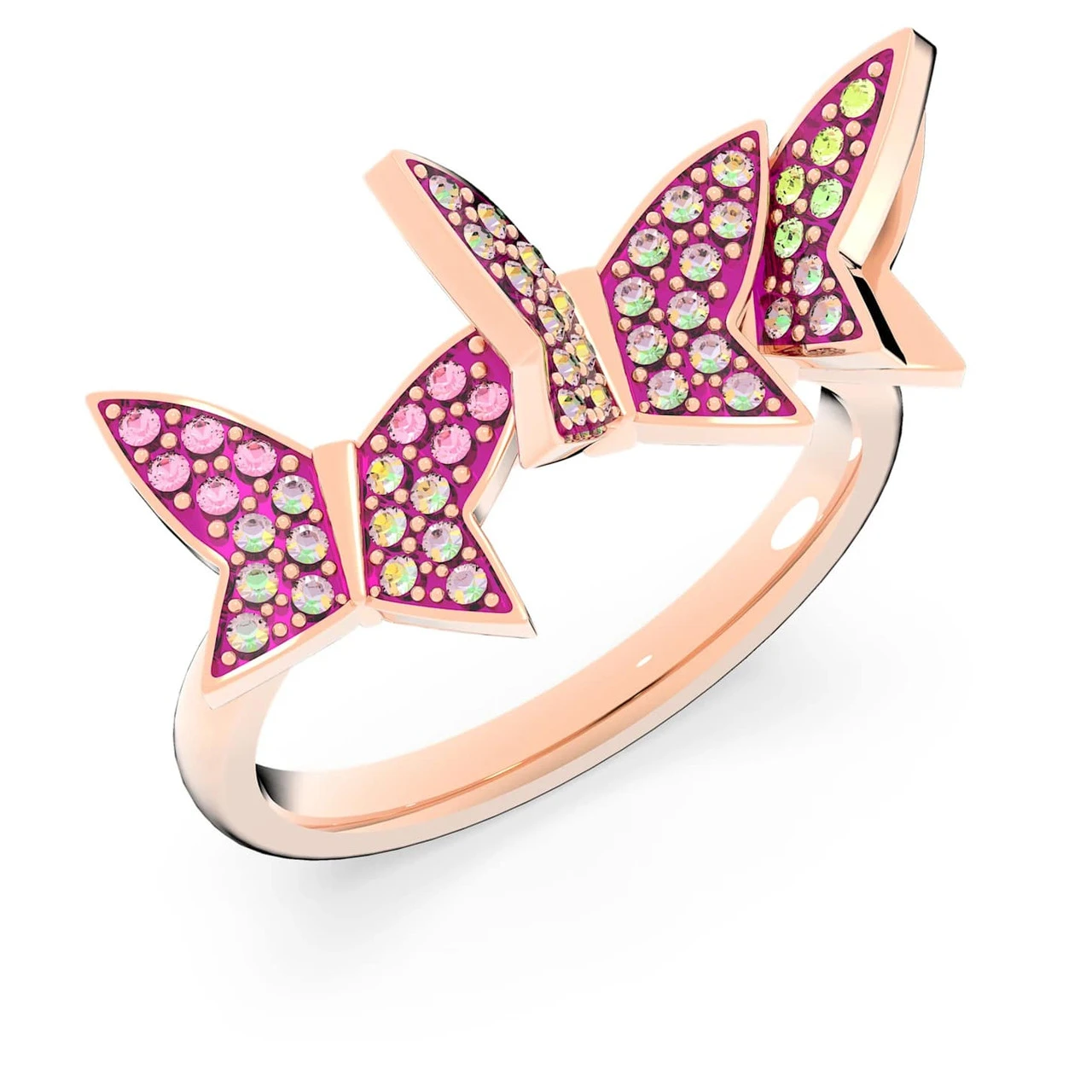 Swarovski Lilia Ring Set (3), Butterfly, Pink, Rose-Gold Tone Plated 5636417 (Size 7/M/55) 2 Swarovski Lilia Ring Set (3), Butterfly, Pink, Rose-Gold Tone Plated 5636417 (Size 7/M/55) - Image 2