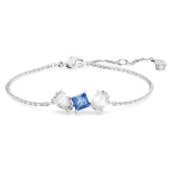 Mesmera Bracelet, Mixed Cuts, Blue, Rhodium Plated 5668359 | Swarovski