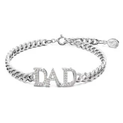 Father's Day - Dad Bracelet, White, Rhodium Plated 5658330 (Size L) | Swarovski