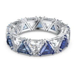 Swarovski Ortyx Cocktail Ring, Triangle Cut, Blue, Rhodium Plated 5608528 (Size 7/M/55)