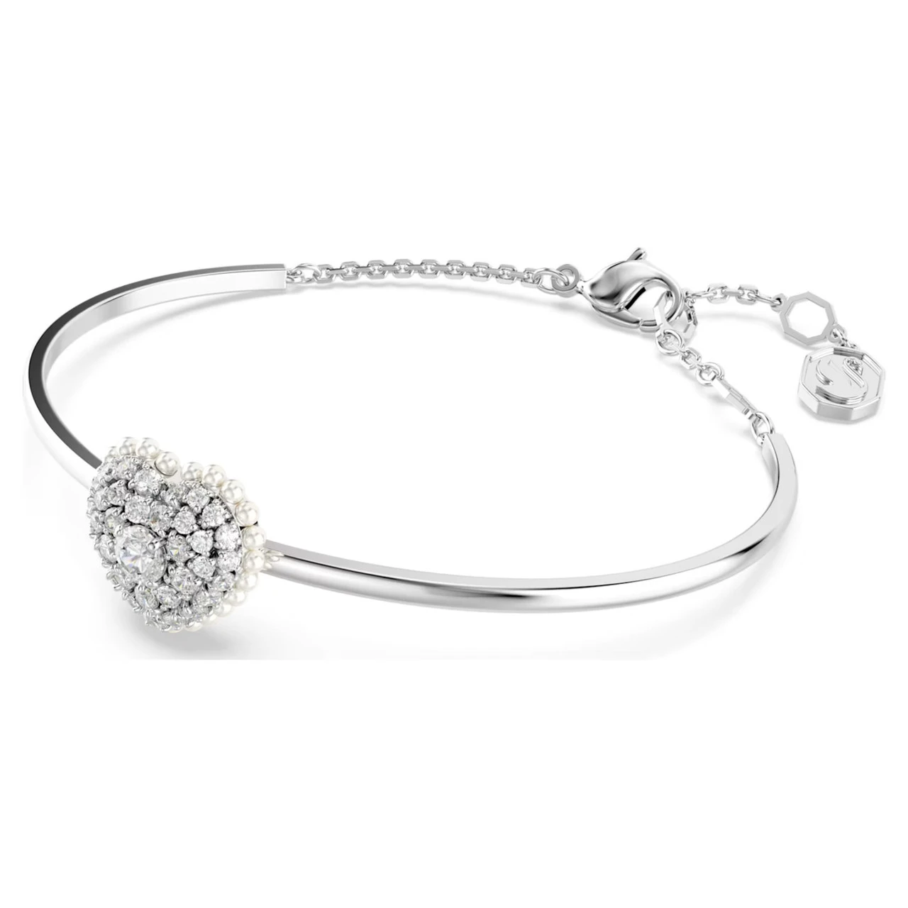 Hyperbola Bangle, Heart, White, Rhodium Plated 5684385 | Swarovski 2 Hyperbola Bangle, Heart, White, Rhodium Plated 5684385 | Swarovski - Image 2