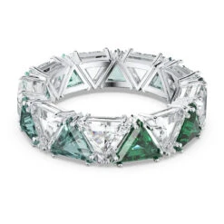 Swarovski Millenia Cocktail Ring Triangle Cut Crystals, Green, Rhodium Plated 5600760 (Size 7/M/55)