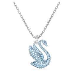 Iconic Swan Pendant, Blue, Rhodium Plated 5660594 | Swarovski