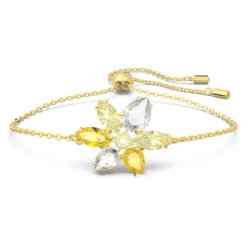 Gema Bracelet, Mixed Cuts, Flower, Yellow, Gold-Tone Plated 5652820 | Swarovski