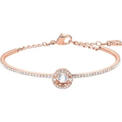 Swarovski Sparkling Dance Bangle, Round, White, Rose-Gold Tone Plated 5497483