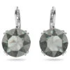 Millenia Drop Earrings Round Cut, Black, Rhodium Plated 5636567 | Swarovski