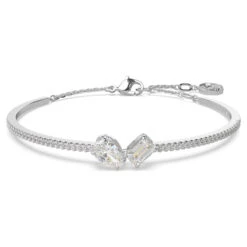 Mesmera Bangle Mixed Cuts, White, Rhodium Plated 5667253 | Swarovski