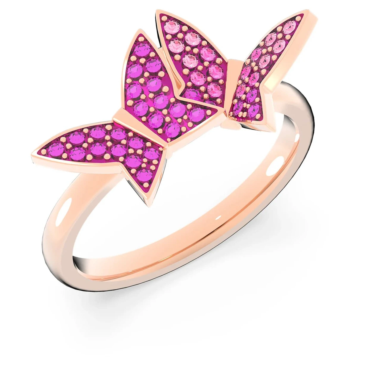 Swarovski Lilia Ring Set (3), Butterfly, Pink, Rose-Gold Tone Plated 5636417 (Size 7/M/55) 3 Swarovski Lilia Ring Set (3), Butterfly, Pink, Rose-Gold Tone Plated 5636417 (Size 7/M/55) - Image 3