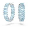 Matrix Hoop Earrings Baguette Cut, Blue, Rhodium Plated 5659037 | Swarovski