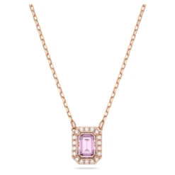 Swarovski Millenia Necklace, Octagon Cut, Purple, Rose Gold-Tone Plated 5640291