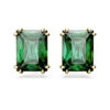Matrix Stud Earrings, Rectangular Cut, Green, Gold-Tone Plated 5677142 | Swarovski