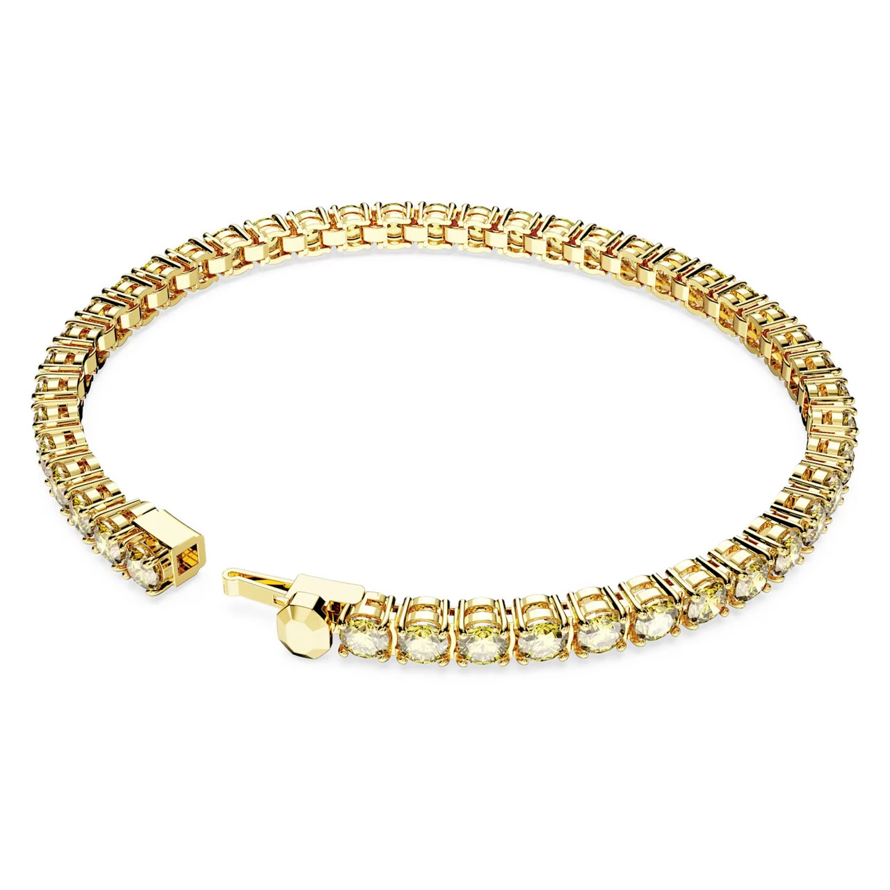 Matrix Tennis Bracelet, Round Cut, Small, Yellow, Gold-Tone Plated 5648933 (Size M) | Swarovski 4 Matrix Tennis Bracelet, Round Cut, Small, Yellow, Gold-Tone Plated 5648933 (Size M) | Swarovski - Image 4