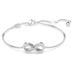 Hyperbola Bracelet Infinity, White, Rhodium Plated 5679664 | Swarovski