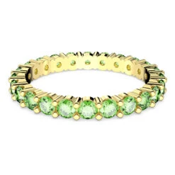 Matrix Ring, Round Cut, Green, Gold-Tone Plated 5658658 (Size 55/M/7) | Swarovski