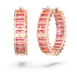 Matrix Hoop Earrings, Baguette Cut, Pink, Rose Gold-Tone Plated 5657726 | Swarovski -King Power shop be3df626 f46d 5c86 9cde d14ba85db7ff 51861.1675145106