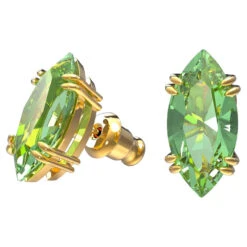 Gema Stud Earrings, Green, Gold-Tone Plated 5614453 | Swarovski