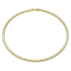 Matrix Tennis Necklace, Round Cut, Small, Yellow, Gold-Tone Plated 5661191 | Swarovski