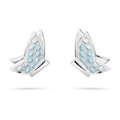 Lilia Stud Earrings, Butterfly, Blue, Rhodium Plated 5662183 | Swarovski