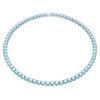 Matrix Tennis Necklace, Round Cut, Medium, Blue, Rhodium Plated 5661187 | Swarovski