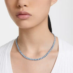 Matrix Tennis Necklace, Round Cut, Medium, Blue, Rhodium Plated 5661187 | Swarovski -King Power shop cf6ed95b ff34 585d 96c2 3320e50ffd48 77670.1681320237