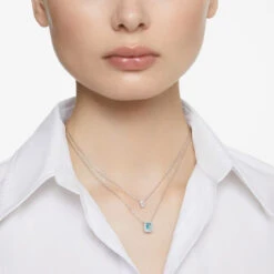 Swarovski Millenia Layered Necklace, Octagon Cut, Blue, Rhodium Plated 5640557 -King Power shop d08776a3 c647 5f1f b60f 20889fae36a8 87211.1658799496