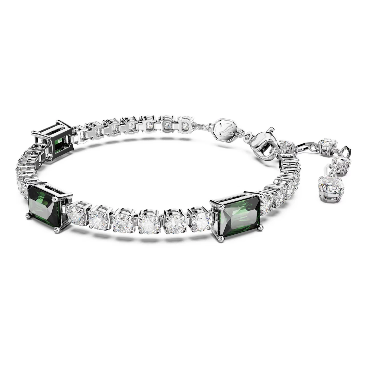 Matrix Tennis Bracelet, Mixed Cuts, Green, Rhodium Plated 5666422 | Swarovski 2 Matrix Tennis Bracelet, Mixed Cuts, Green, Rhodium Plated 5666422 | Swarovski - Image 2