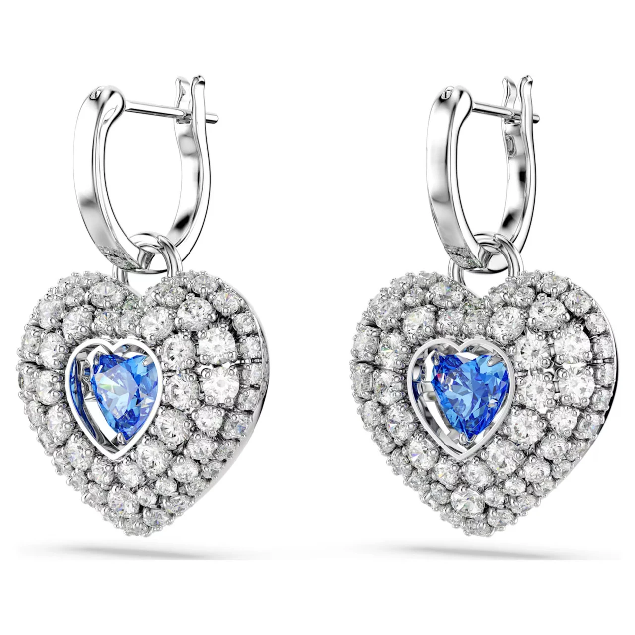 Hyperbola Drop Earrings, Heart, Blue, Rhodium Plated 5680392 | Swarovski 3 Hyperbola Drop Earrings, Heart, Blue, Rhodium Plated 5680392 | Swarovski - Image 3
