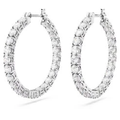 Matrix Hoop Earrings, Round Cut, White, Rhodium Plated 5647715 | Swarovski -King Power shop df05eecb 4cc4 58d7 8a8f 316b90f925ed 52044.1675145470
