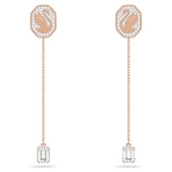 Signum Drop Earrings, Swan, White, Rose Gold-Tone Plated 5628569 | Swarovski