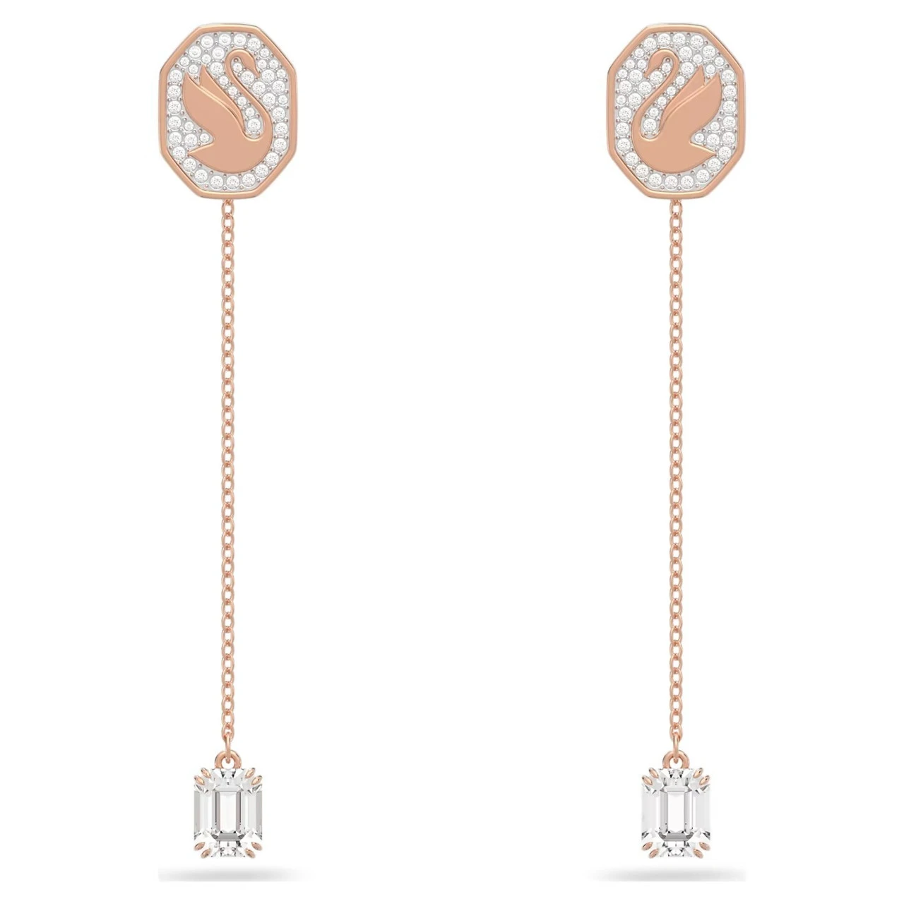 Signum Drop Earrings, Swan, White, Rose Gold-Tone Plated 5628569 | Swarovski 1 Signum Drop Earrings, Swan, White, Rose Gold-Tone Plated 5628569 | Swarovski
