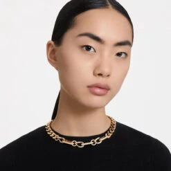 Dextera Necklace, Statement, Mixed Links, White, Gold-Tone Plated 5639332 (Size S) | Swarovski -King Power shop e00f6161 f824 5479 bfcf e02dd77c7d12 55250.1689792115