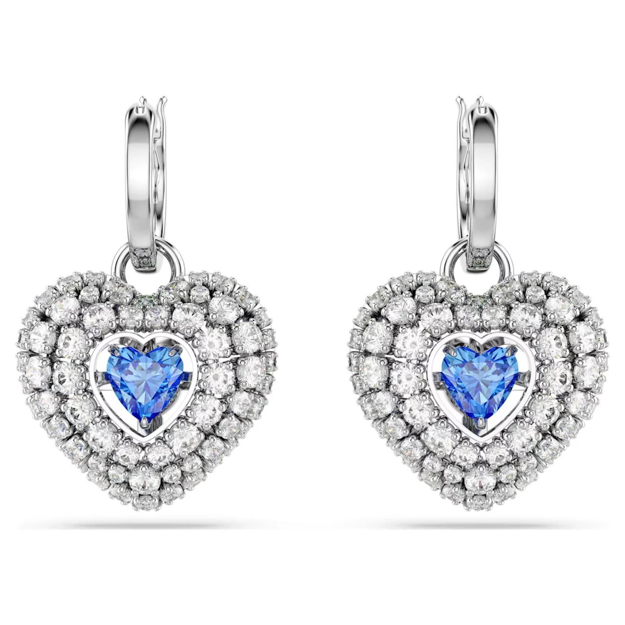 Hyperbola Drop Earrings, Heart, Blue, Rhodium Plated 5680392 | Swarovski 2 Hyperbola Drop Earrings, Heart, Blue, Rhodium Plated 5680392 | Swarovski - Image 2