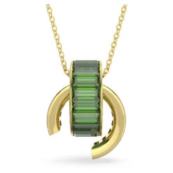 Swarovski Matrix Pendant Baguette Cut, Green, Gold-Tone Plated 5639629