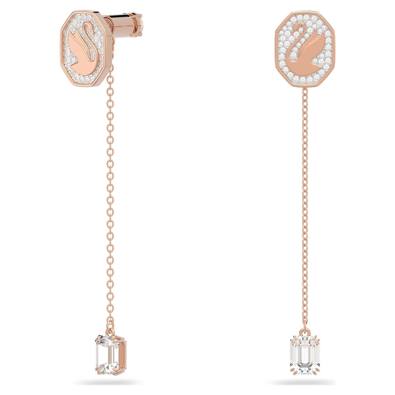 Signum Drop Earrings, Swan, White, Rose Gold-Tone Plated 5628569 | Swarovski 2 Signum Drop Earrings, Swan, White, Rose Gold-Tone Plated 5628569 | Swarovski - Image 2