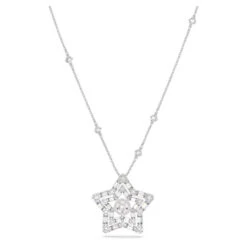 Swarovski Stella Pendant, Mixed Cuts, Star, White, Rhodium Plated 5639024