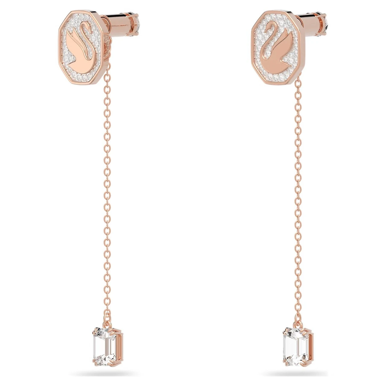 Signum Drop Earrings, Swan, White, Rose Gold-Tone Plated 5628569 | Swarovski 3 Signum Drop Earrings, Swan, White, Rose Gold-Tone Plated 5628569 | Swarovski - Image 3