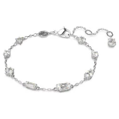 Mesmera Bracelet, Mixed Cuts, Scattered Design, White, Rhodium Plated 5661530 | Swarovski
