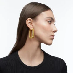 Lucent Hoop Earrings, Yellow, 5633954 | Swarovski -King Power shop lucent hoop earrings statement octagon shape yellow swarovski 5633954 51250.1672247458